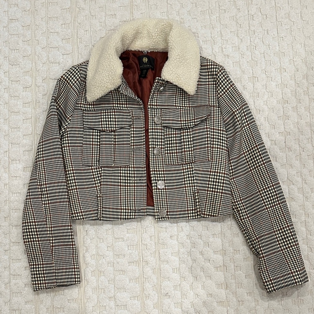 NWOT - Checkered Jacket - Tan Multi